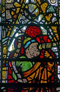 Vindue w3 med profeten Zakarias (Zakarias) (glasmaleri) af English School